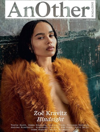Zoë Kravitz wears a fur vest on the cover of Another magazine
