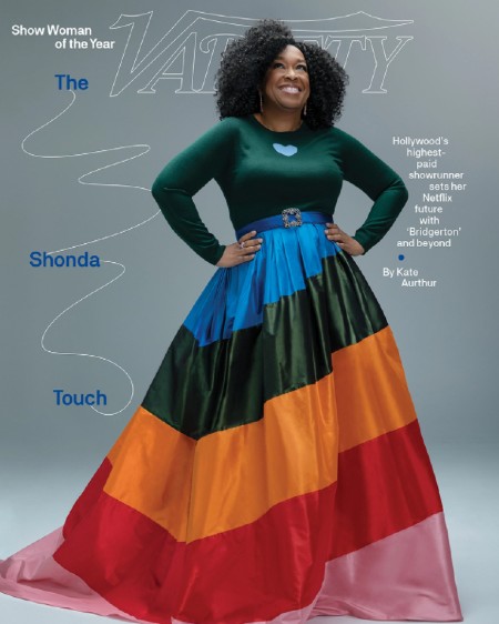 Shonda Rhimes wears a rainbow skirt on the cover of Variety