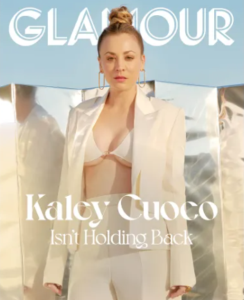 Kaley Cuoco wears white on the Glamour cover