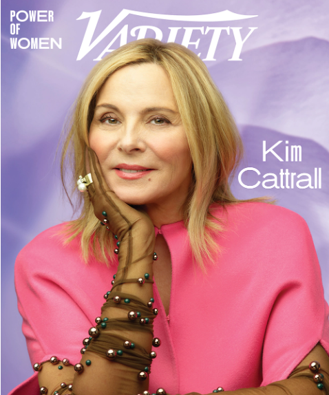 Kim Cattrall wears pink on the cover of Variety