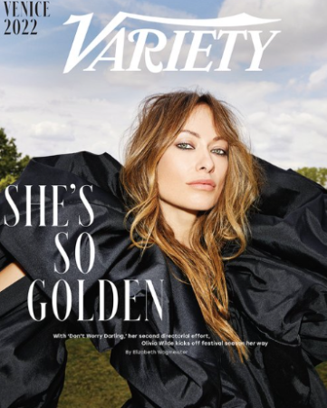 Olivia Wilde wears a black coat on the cover of Variety